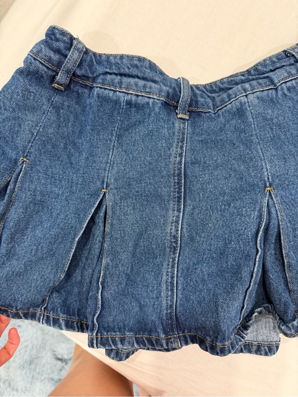 ASOS Blue Denim Pleated Mini Skirt - Picture 2 of 2